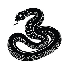 Fototapeta premium Intricate Black Silhouette of a Coiled Snake.eps