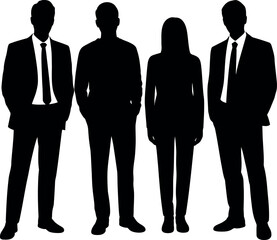 Silhouette illustration of business team group meeting with black and white design
