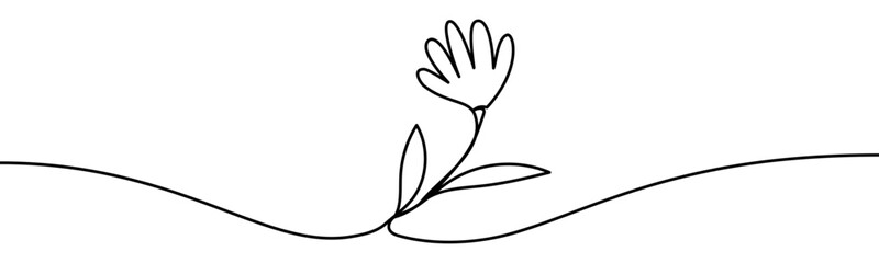 Fototapeta premium Flower sign, continouos line design, isolated on transparent background, vector illustration.