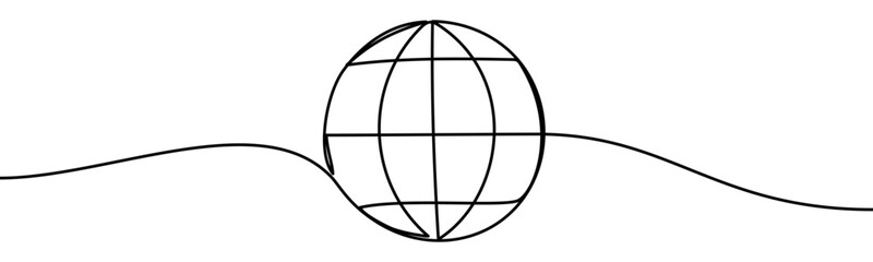 Fototapeta premium Globe symbolizing Earth, continuous line design, isolated on transparent background, vector illustration