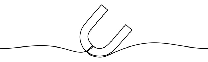 Magnet sign, minimalist ecological and environmental concept symbol, continuous line design, isolated on transparent background, vector illustration