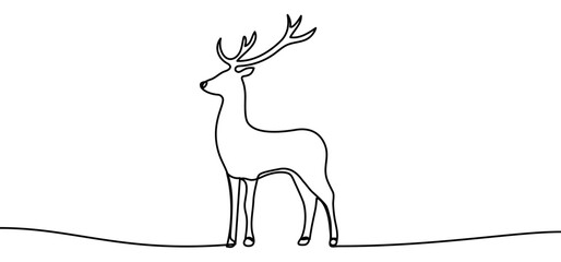Wild Deer sign, minimalist ecological and environmental concept symbol, continuous line design, isolated on transparent background, vector illustration
