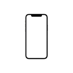 Sleek black smartphone with rounded edges displayed on a transparent background