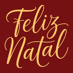 Feliz Natal lettering spanish typography Merry Christmas Vector illustration for holidays festive design. Print