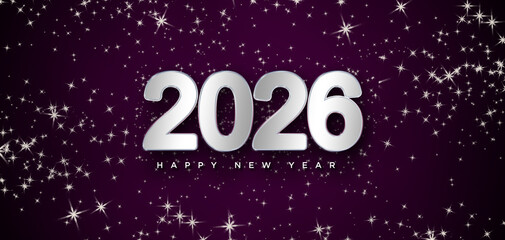 Silver Stars 2026 Happy New Year Background