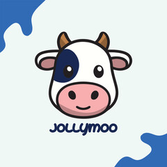 Cute Cartoon Cow Face Cow Head Vector Art title jolly moo Stylized Animal Head with Black Eye Patch and Pink Nose Funny Playful Design for Children’s Stickers, Farm Themed Graphics, and Branding