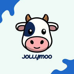 Cute Cartoon Cow Face Cow Head Vector Art title jolly moo Stylized Animal Head with Black Eye Patch and Pink Nose Funny Playful Design for Children’s Stickers, Farm Themed Graphics, and Branding