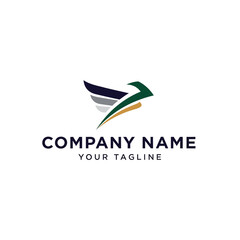 A modern abstract logo featuring a stylized eagle or bird in flight with sharp lines and a gradient effect.