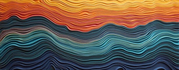 Vivid wavy lines blend warm and cool layers in flowing harmony