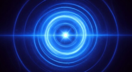 Fototapeta premium Vibrant blue concentric circles emanating from a bright central light source