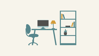 A minimalist workspace with a simple desk ergonomic chair and organized shelving designed for productivity while maintaining aesthetic appeal.