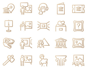 Simple Set of Museum Related Vector Line Icons. Contains such Icons as Tourist Group, Sculpture, Art Gallery and more.	