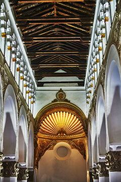 Synagogue of Santa Mar&iacute;a la Blanca, built in 1180, located in Toledo, Spain, Europe