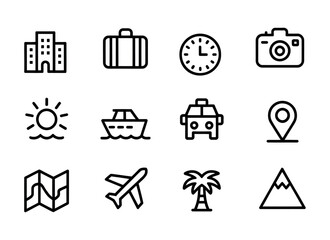 Collection of travel and vacation icons