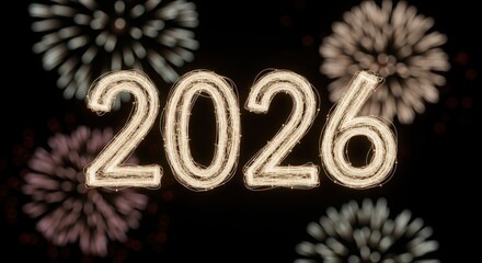 2026 new year fireworks celebration greeting card design concept