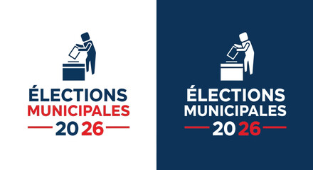 Municipal Elections 2026 Illustration of a Person Casting a Vote in a Symbolic Ballot Box