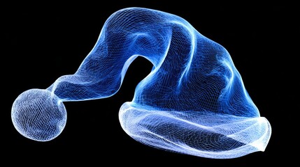 Blue hat with a white pom pom on top