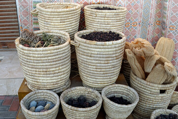 traditional Baskets containing dried spices in el quseir