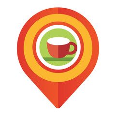 Cafe map icon with coffee cup and location pin colorful vector