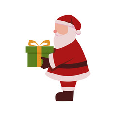 Side view of santa claus with gift box