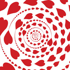 Red Heart Spiral Pattern Vector Love Background Abstract Design