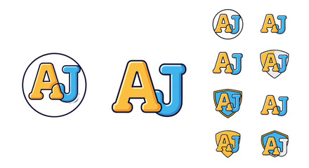 Collection of AJ Monogram Logos: A vibrant and modern set of 