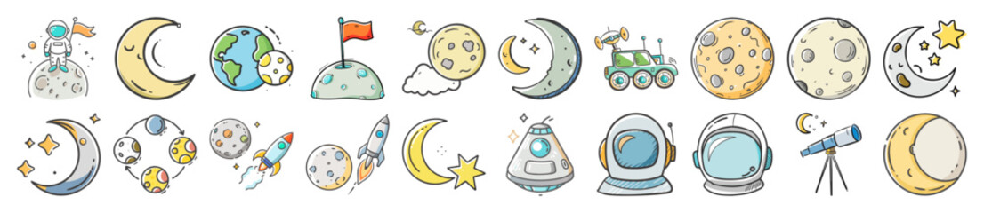Collection of vector moon and celestial body illustrations scalable graphics