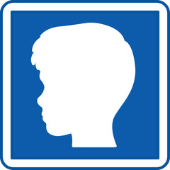 Blue Pediatry Sign. Vector Icon. Child's Head. Treatment of Childhood Diseases. Hospital Department Sign