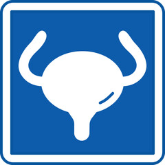 Blue Urology Sign. Vector Icon. Human Bladder. Disease Treatment. Hospital Department Sign