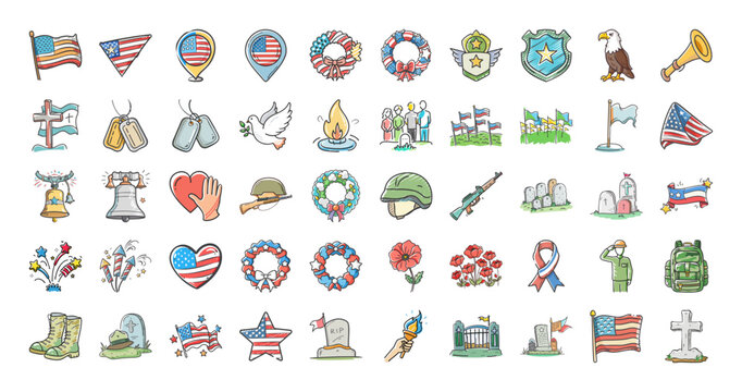 Usa american flag vector icons patriotic symbols illustrations scalable eps