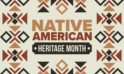 Native American Heritage Month in November. American Indian culture. Celebrate annual in United States. Tradition pattern. Poster, card, banner and background. Vector ornament, illustration