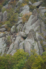 Mountain landscape panorama rocks stones trees forest Balkans autumn cloudy day nature