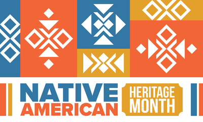 Native American Heritage Month in November. American Indian culture. Celebrate annual in United States. Tradition pattern. Poster, card, banner and background. Vector ornament, illustration