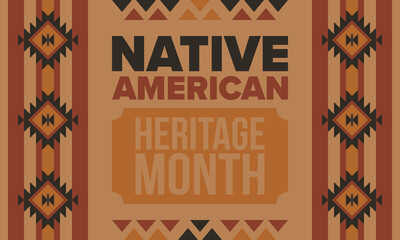 Native American Heritage Month in November. American Indian culture. Celebrate annual in United States. Tradition pattern. Poster, card, banner and background. Vector ornament, illustration