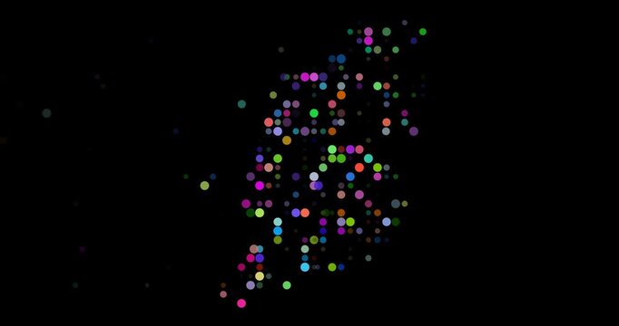Modern Data Particles Form the Grenada Map Silhouette