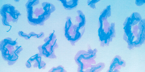 Indigo Print. Watercolor Texture. Blue Animal