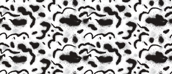 Seamless abstract textured pattern. Simple background with black lines, grey stains on white. Digital brush strokes. Design for textile fabrics, wrapping paper, background, wallpaper, cover.