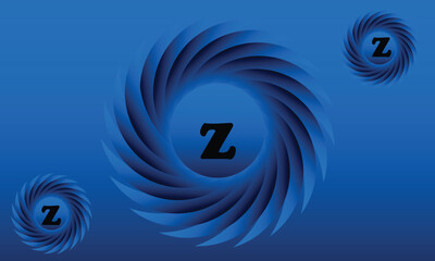 Blue Spiral Vortex Abstract with Central Monogram and Gradient Depth