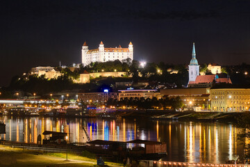 night view of bratislava castle in slovakia