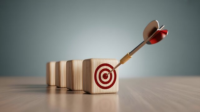 Business Goal Achievement Concept &ndash; Arrow Hitting Target Symbolizing Precision, Focus, and Success, Business goal and success concept. Focus on a goal and achieve successful business. 