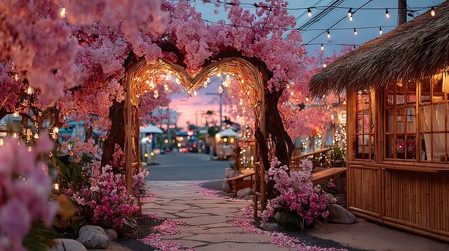Beautifully decorated bamboo arch high resolution picture