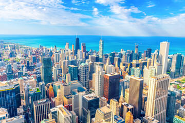 Obraz premium Chicago, Illinois USA Aerial Skyline View 629