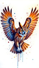 Fototapeta premium Majestic Owl Illustration with Vibrant Colors