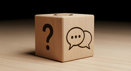 Q and A concept. Q and A symbols on wooden cube block on a grey background. Illustration for frequently asked questions concepts in websites, social networks, business issues. Recommendation concept.