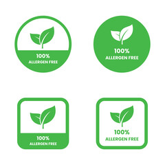 Allergen free label or Allergen free symbol vector isolated in flat style. Best Allergen free label vector for product packaging design element. Allergen free symbol for packaging design element