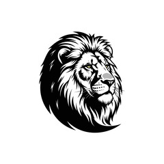 Majestic Lion Head Illustration with Detailed Mane and Intense Gaze.