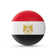 Fototapeta premium Egypt 3D Round Flag Badge Isolated on White Background