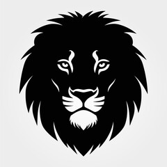 Majestic Lion Head Silhouette with Intense Gaze and Detailed Mane.