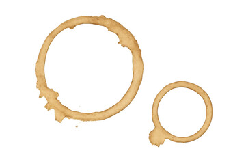 Obraz premium Grunge texture created by coffee cup rings and messy marks from brown liquid stains on a clear background