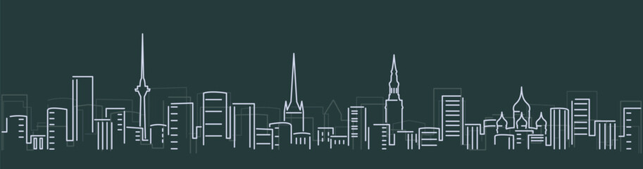 Tallinn Simple Lines Skyline on Dark Background